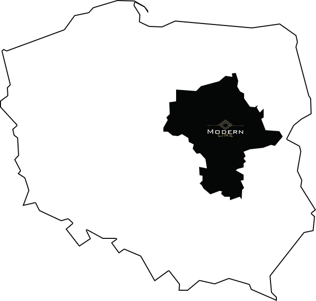Mapa zasięgu Modern Line: Warszawa i aglomeracja do 50 km